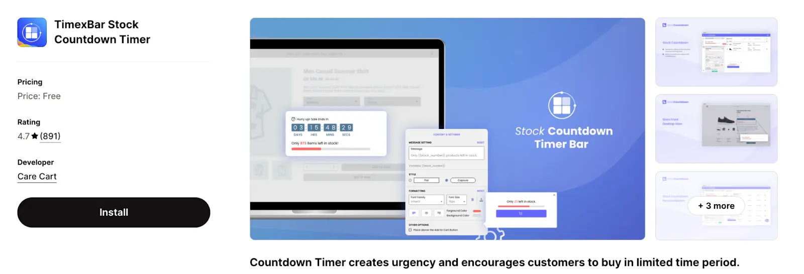 TimexBar Stock Countdown Timer